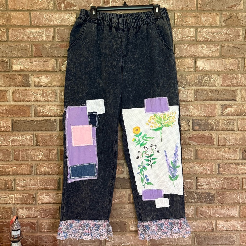 Upcycled Patchwork Hand Painted Denim Oversized B… - image 2